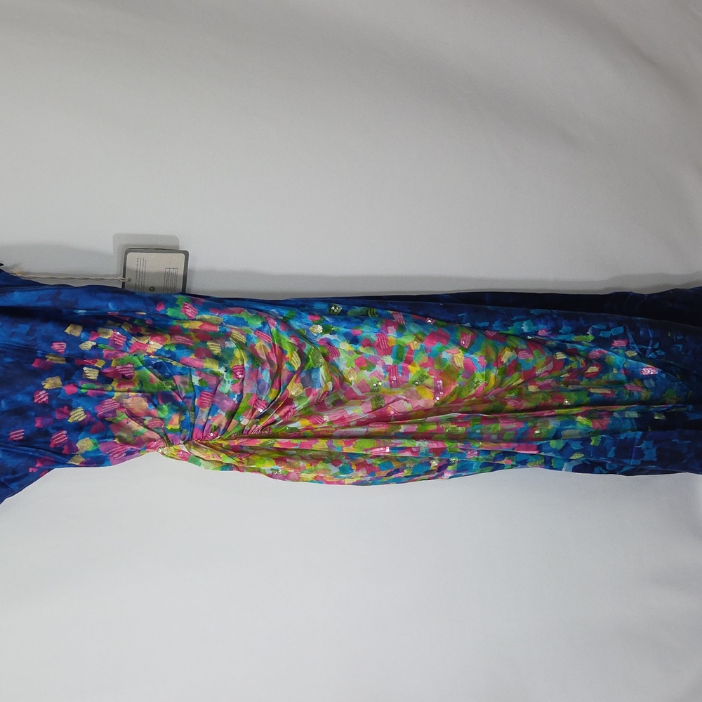 La Fuori Paillet Print Casa Dress In Blooming Sky Size Small NWT - Picture 6 of 14